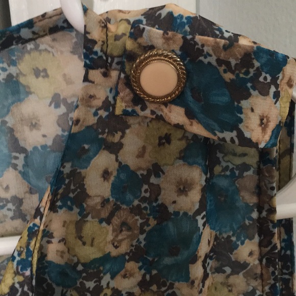 FAITH AND JOY Blue Floral Sleeveless Blouse XS - Picture 5 of 9